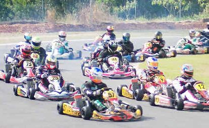 Brett Sinkins (12) at the start of a kart race at the Cooloola track. Brett Sinkins (12) at the start of a kart race at the Cooloola track.